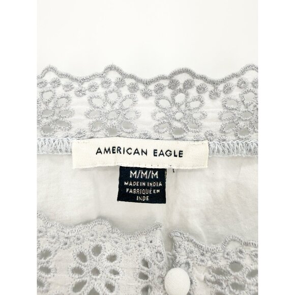 AE Lace Button-Up Cami Tank Top in Blue M - Picture 5 of 12